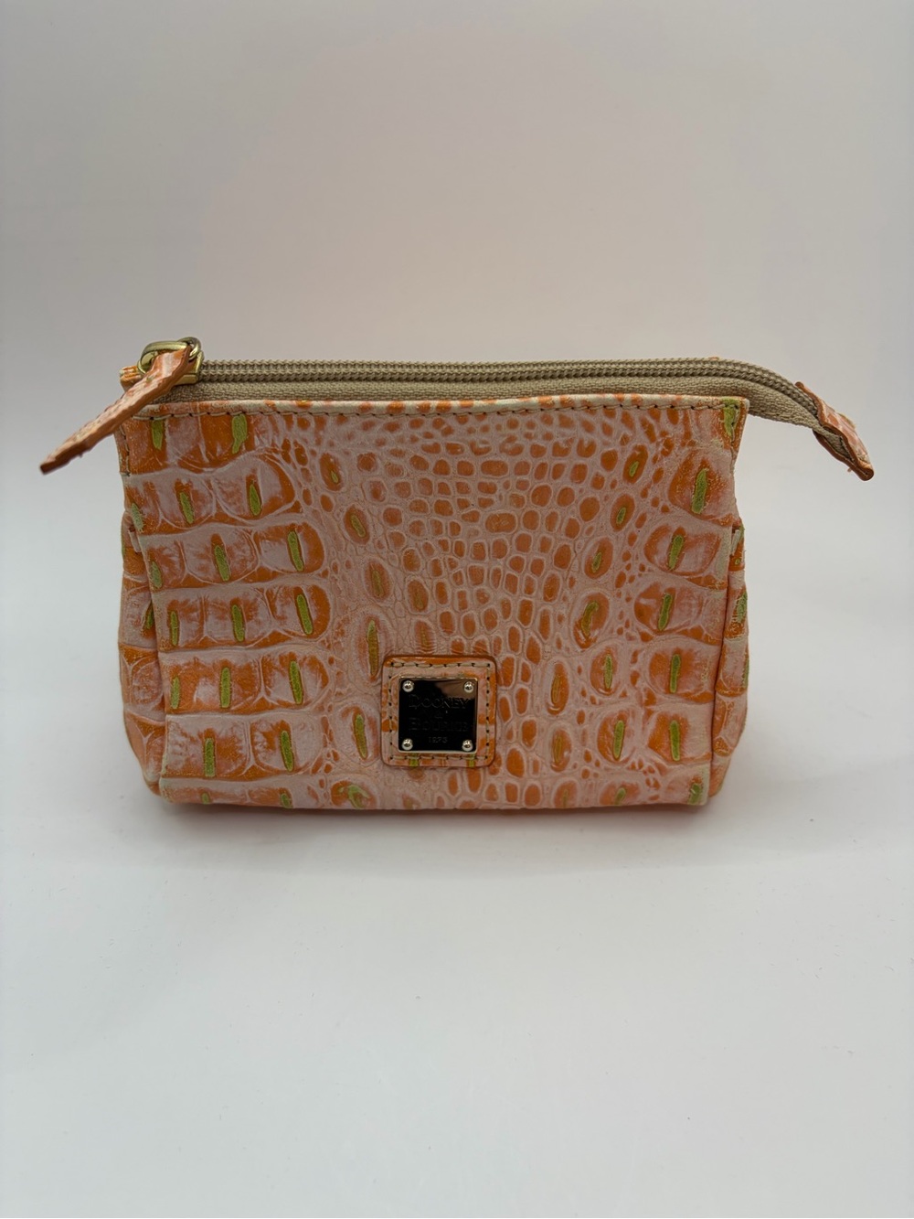 Dooney & Bourke Croco Embossed Leather Zip Top Pouch